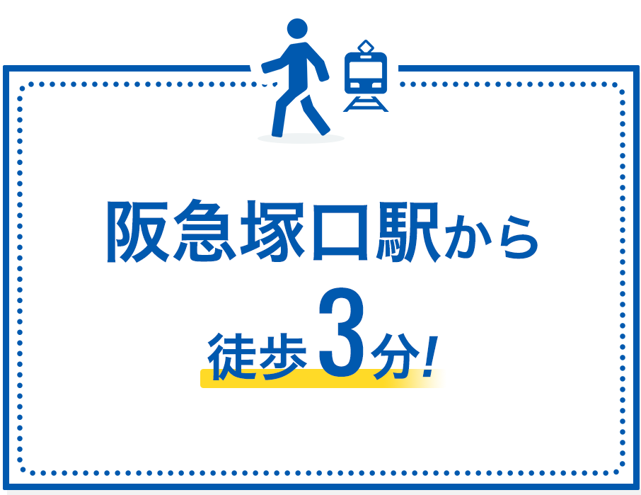 阪急塚口駅から 徒歩3分！